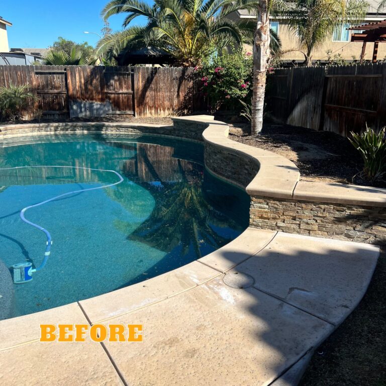 Pool deck before coating in Bakersfield CA