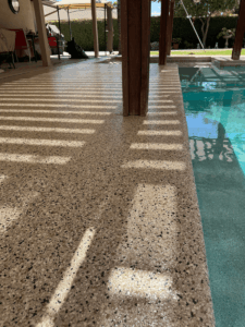 Detailed view of Shoreline flake pattern with aluminum oxide texture for slip resistance