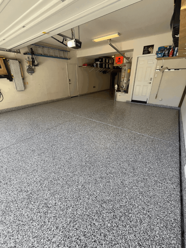 Domino garage floor color Bakersfield installation