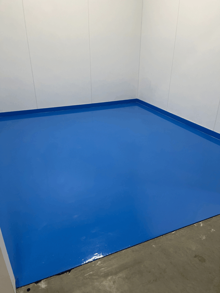 light blue epoxy flooring for manufacturing facility in bakerfield