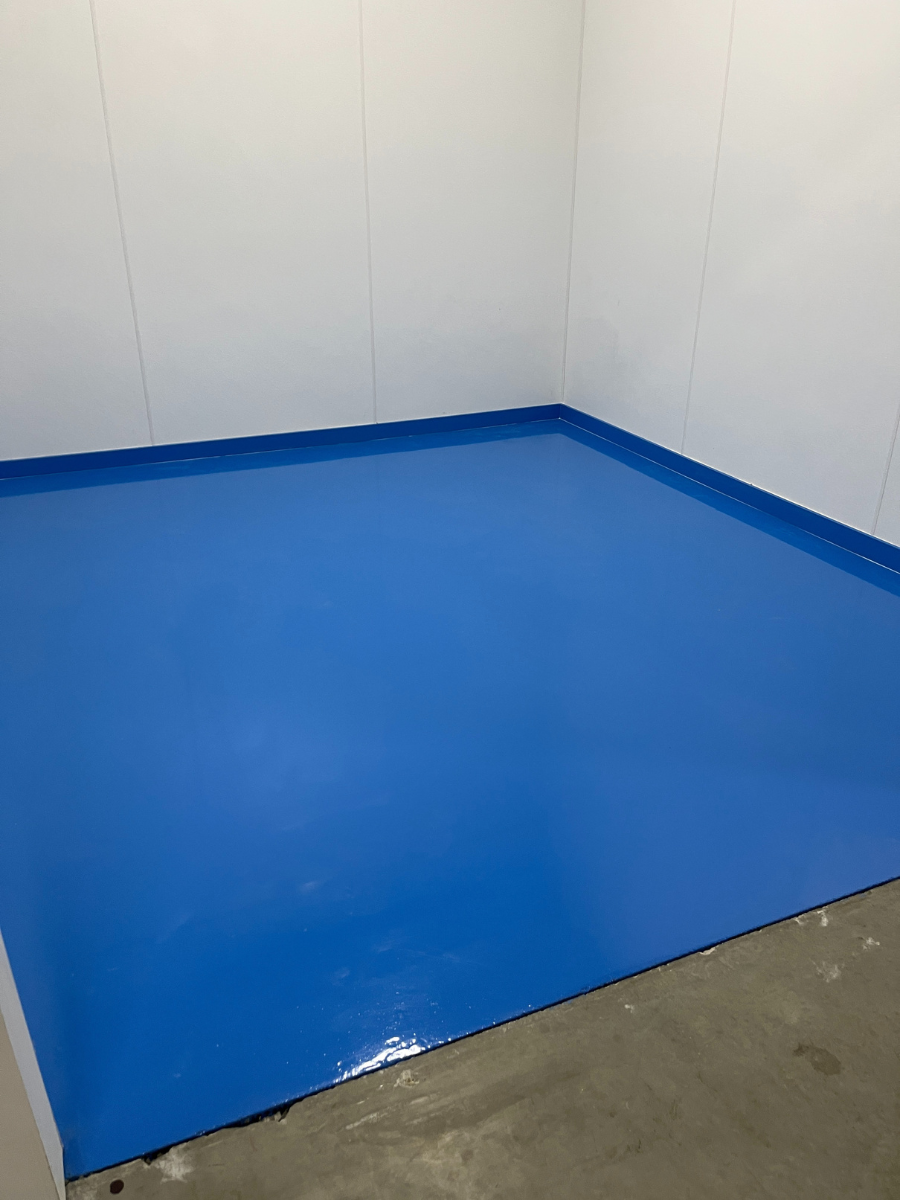 light blue epoxy flooring for manufacturing facility in bakerfield