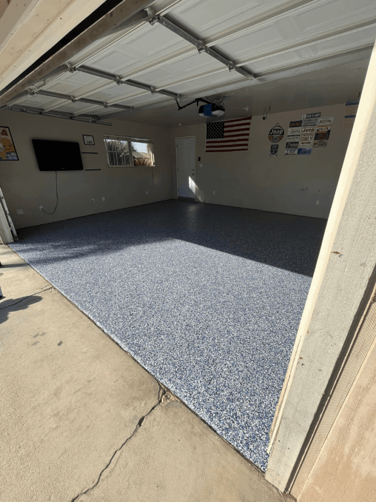 Bakersfield garage floor exposed to intense UV rays and extreme heat conditions