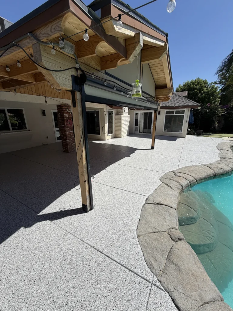 California Grey flake pool deck and patio coating in Bakersfield, CA