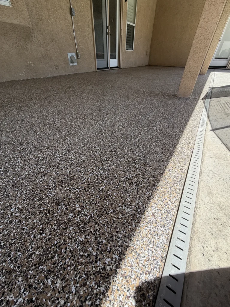 Grizzly flake patio floor coating in Bakersfield, CA