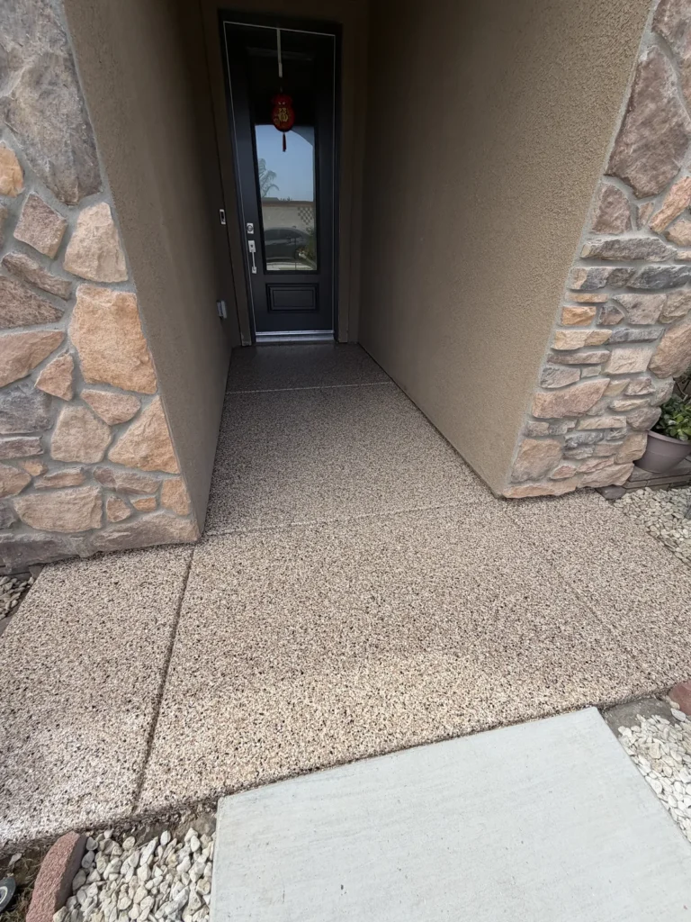 Outback flake floor coating on a front entry walkway in Bakersfield, CA