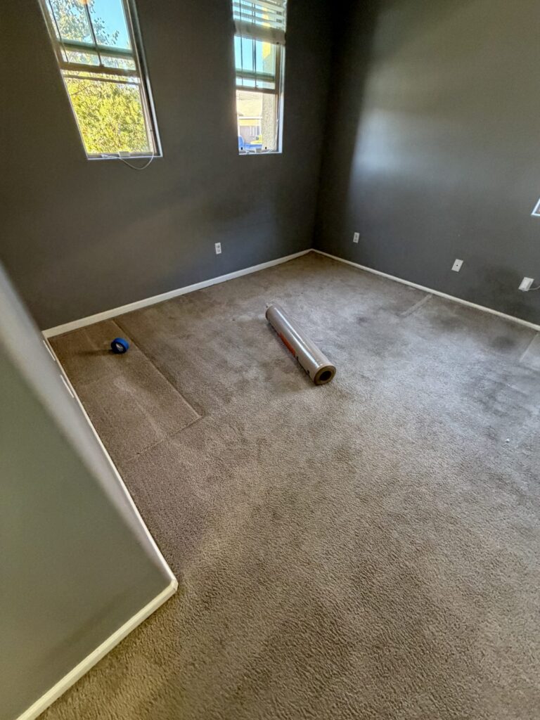 carpeted bedroom before floor coating Bakersfield CA — before