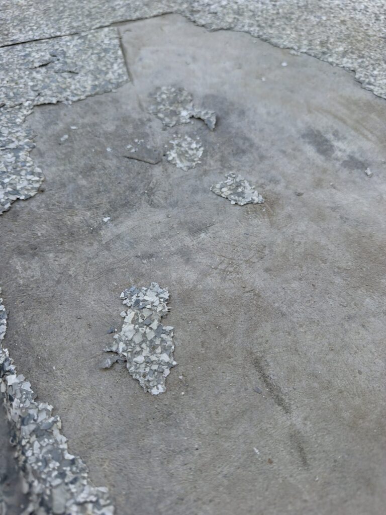 failed patio floor coating peeling in Bakersfield CA — before